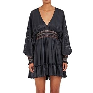 Ulla Johnson Navy Silk Ruffle Dress